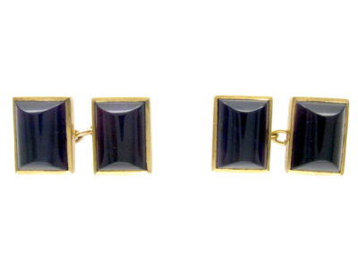 Carved Amethyst Gold Cufflinks