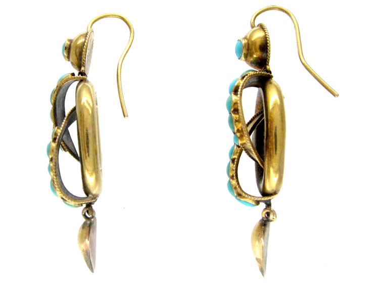Victorian Gold & Turquoise Drop Earrings
