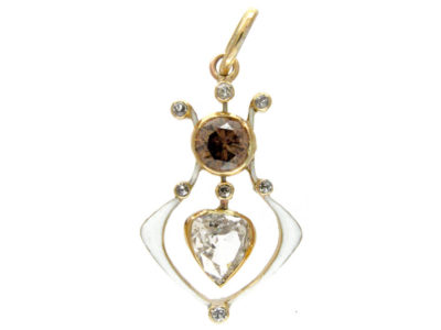Diamond & White Enamel Pendant