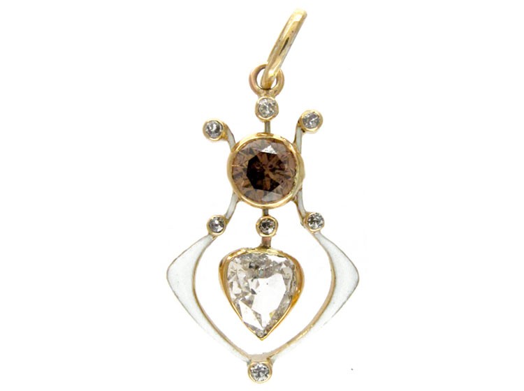 Diamond & White Enamel Pendant