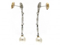 Diamond Pearl Drop Earrings