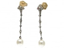 Diamond Pearl Drop Earrings
