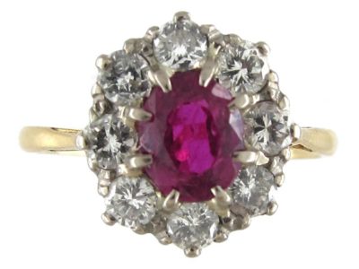 Ruby & Diamond Cluster Ring