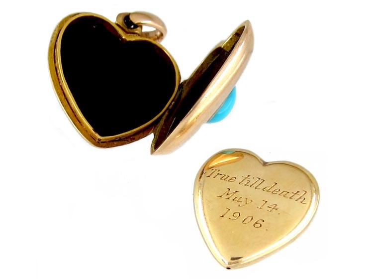 Gold & Turquoise Heart Locket