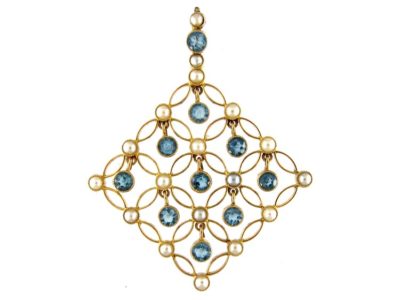 Aquamarine & Pearl Articulated Pendant