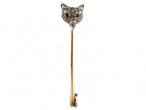 Diamond Fox Head Tie Pin