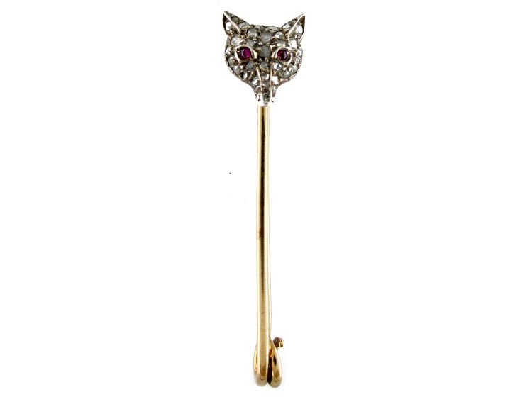 Diamond Fox Head Tie Pin