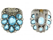 Pair Silver & Paste Art Deco Clips