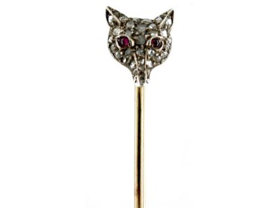Diamond Fox Head Tie Pin