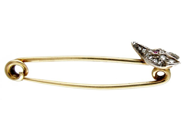 Diamond Fox Head Tie Pin