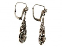 Marcasite Flower Drop Earrings