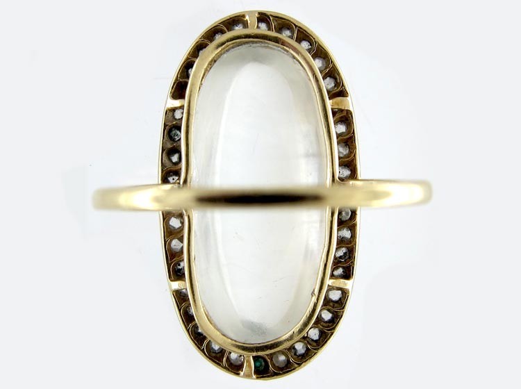 Large Moonstone & Diamond Ring