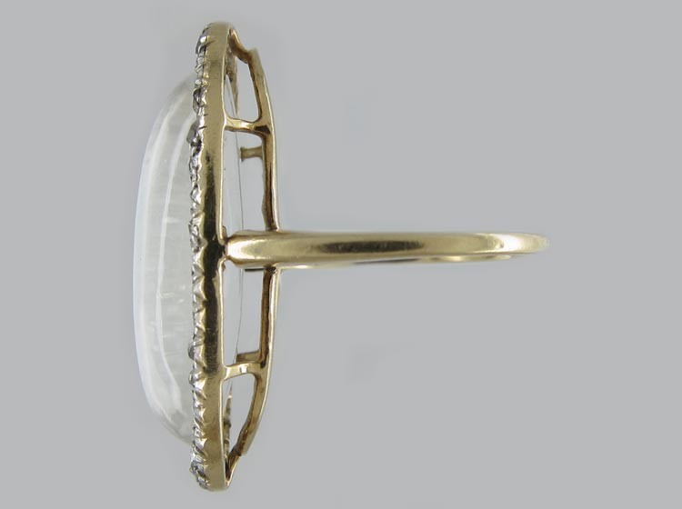 Large Moonstone & Diamond Ring