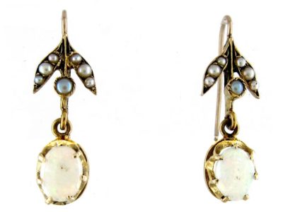 Opal Pearl Gold Drop Earrings