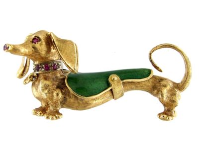 Gold Dachshund Brooch