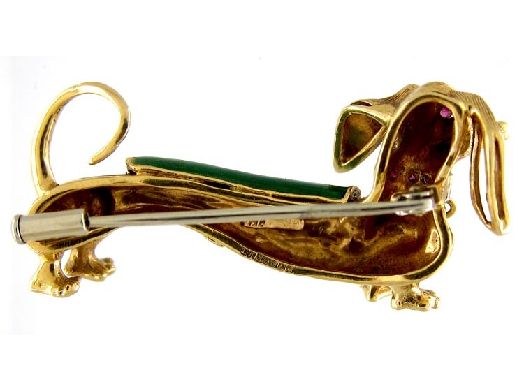 Gold Dachshund Brooch
