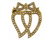 Gold Double Heart Brooch