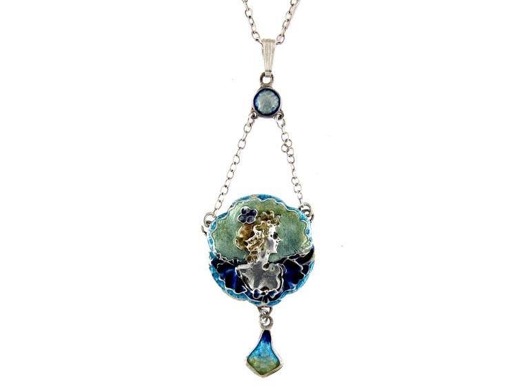 Art Nouveau Silver & Enamel Pendant