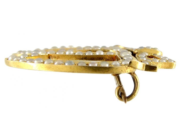 Gold Double Heart Brooch