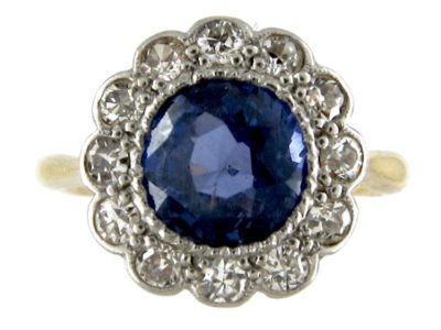 Sapphire & Diamond Cluster Ring