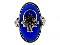 Blue Glass Marcasite & Silver Ring