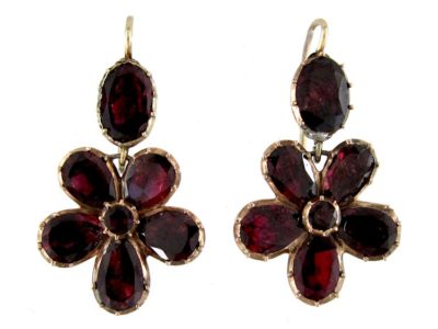 Georgian Flat Cut Garnet Earrings