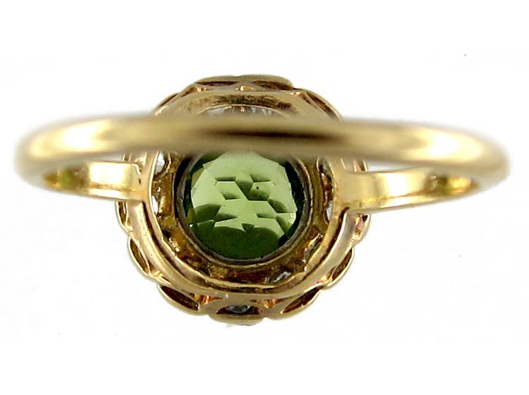 Peridot & Diamond Cluster Ring
