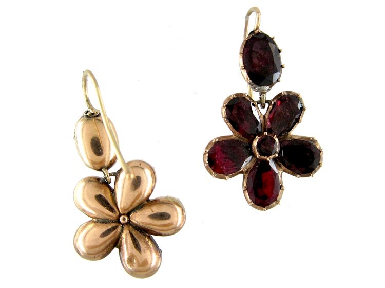 Georgian Flat Cut Garnet Earrings