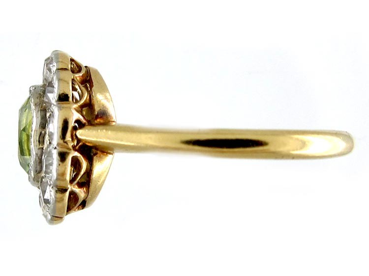 Peridot & Diamond Cluster Ring