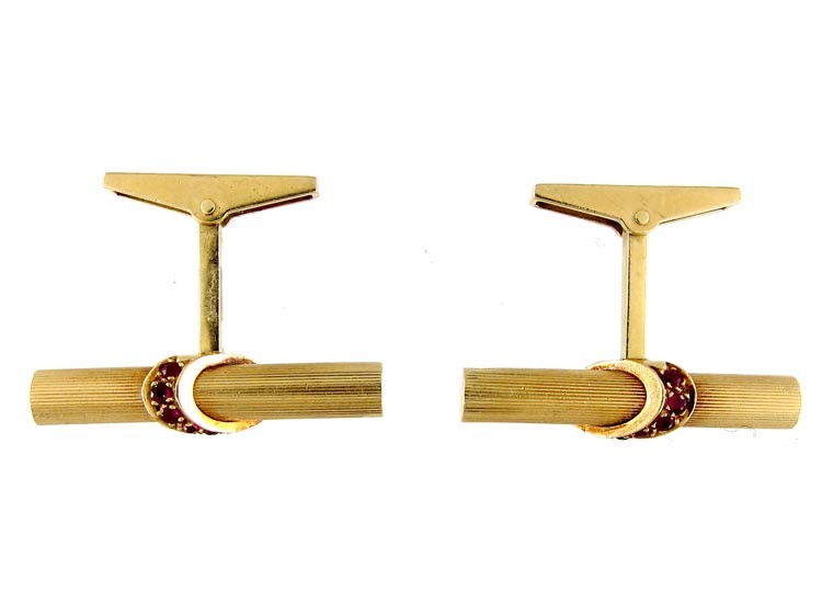 Gold & Ruby Baton Cufflinks