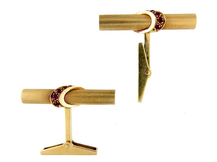 Gold & Ruby Baton Cufflinks