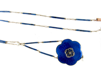 Blue Enamel 15ct Gold Edwardian Necklace