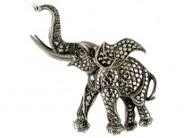 Silver & Marcasite Elephant Brooch