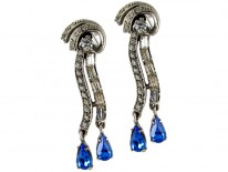 Paste & Silver Art Deco Drop Earrings