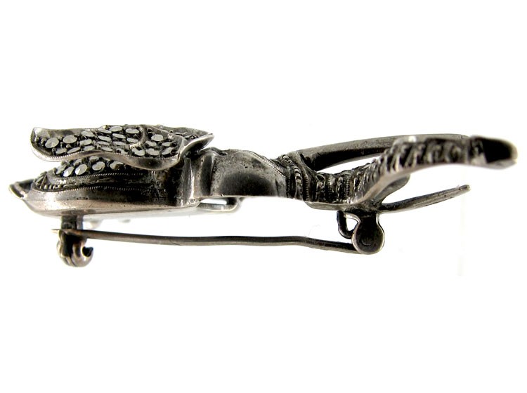 Silver & Marcasite Elephant Brooch
