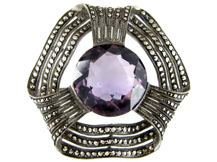 Theodor Fahrner Silver & Amethyst Brooch