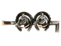 Double Horse Head Silver & Gold Brooch