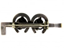 Double Horse Head Silver & Gold Brooch