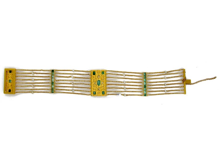 Regency Emerald & Pearl Gold Bracelet