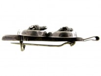 Double Horse Head Silver & Gold Brooch