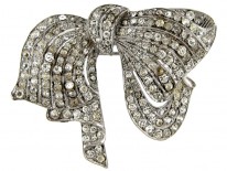 Art Deco Silver & Paste Bow Brooch
