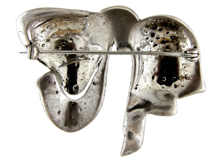 Art Deco Silver & Paste Bow Brooch