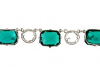 Green & White Paste Silver Necklace
