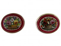 Micro Mosaic Silver Earrings