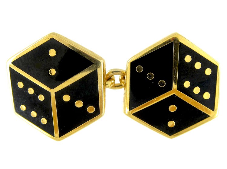 Silver & Enamel Dice Cufflinks