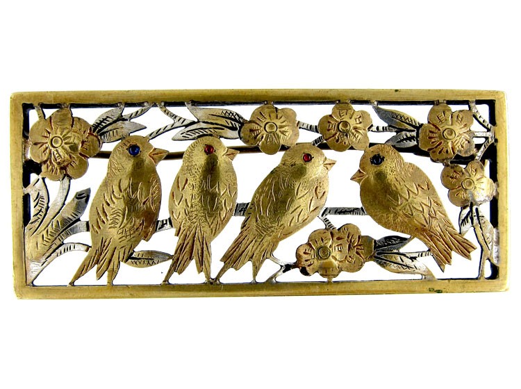 Silver Gilt Bird Brooch