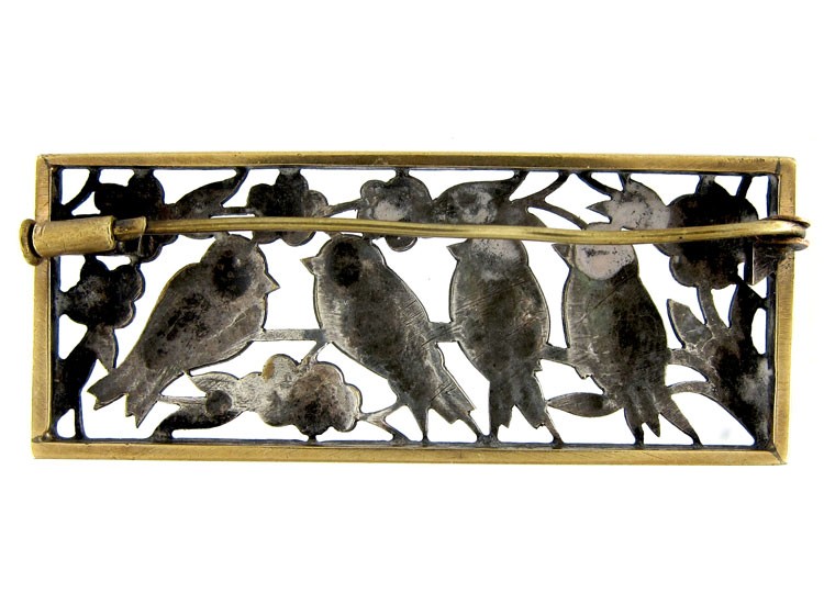 Silver Gilt Bird Brooch
