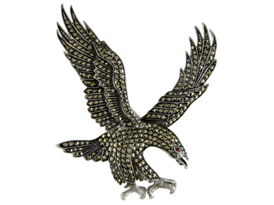 Large Silver ​& Marcasite Eagle Brooch
