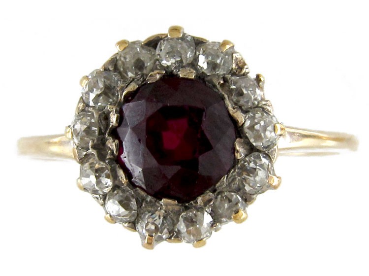 Ruby & Diamond Cluster Ring