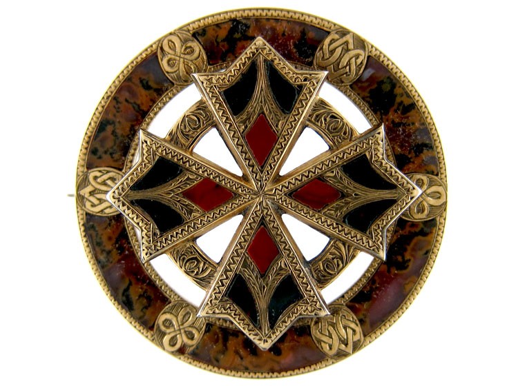 Scottish Gold Agate Brooch